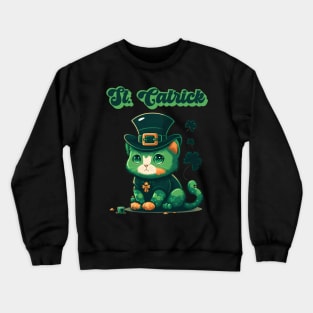 St Catrick Kitten Saint Patricks Day Lucky Cats Crewneck Sweatshirt